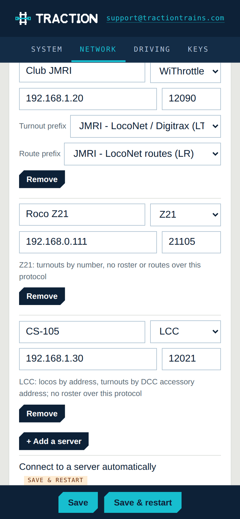 Network tab on a phone